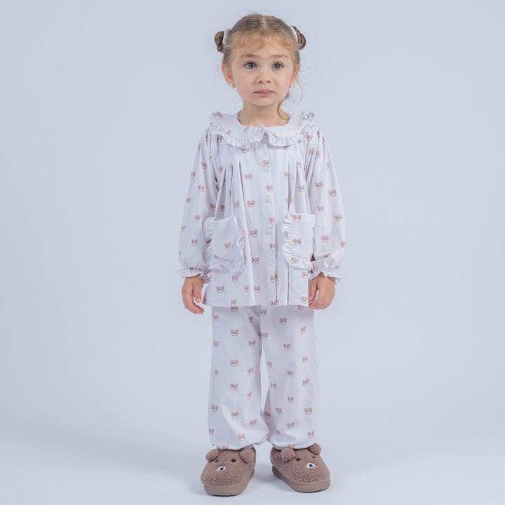Teddy Bear Girls' Pajama with Hair Clips No. 74