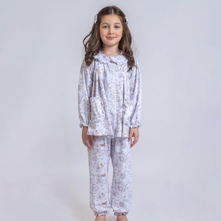 Lilac Fawn Girls' Pajama with Hair Clips No. 75