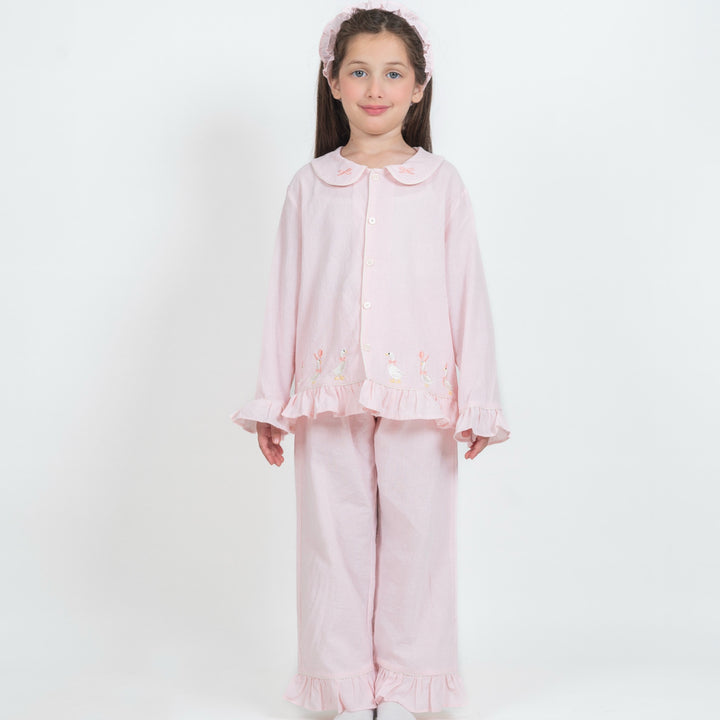 Pink Duck Girls' Pajama with Headband No. 131