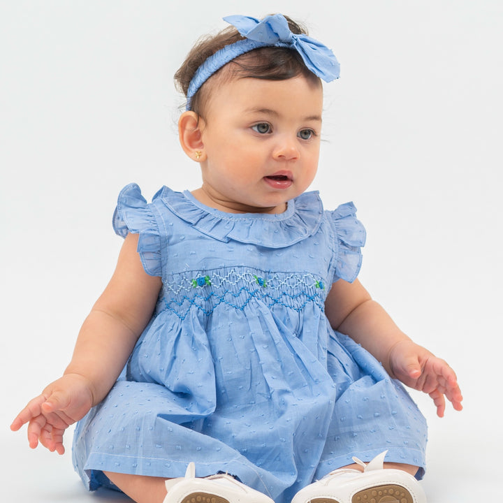 Blue Dotted Smocked Baby Set No. 136
