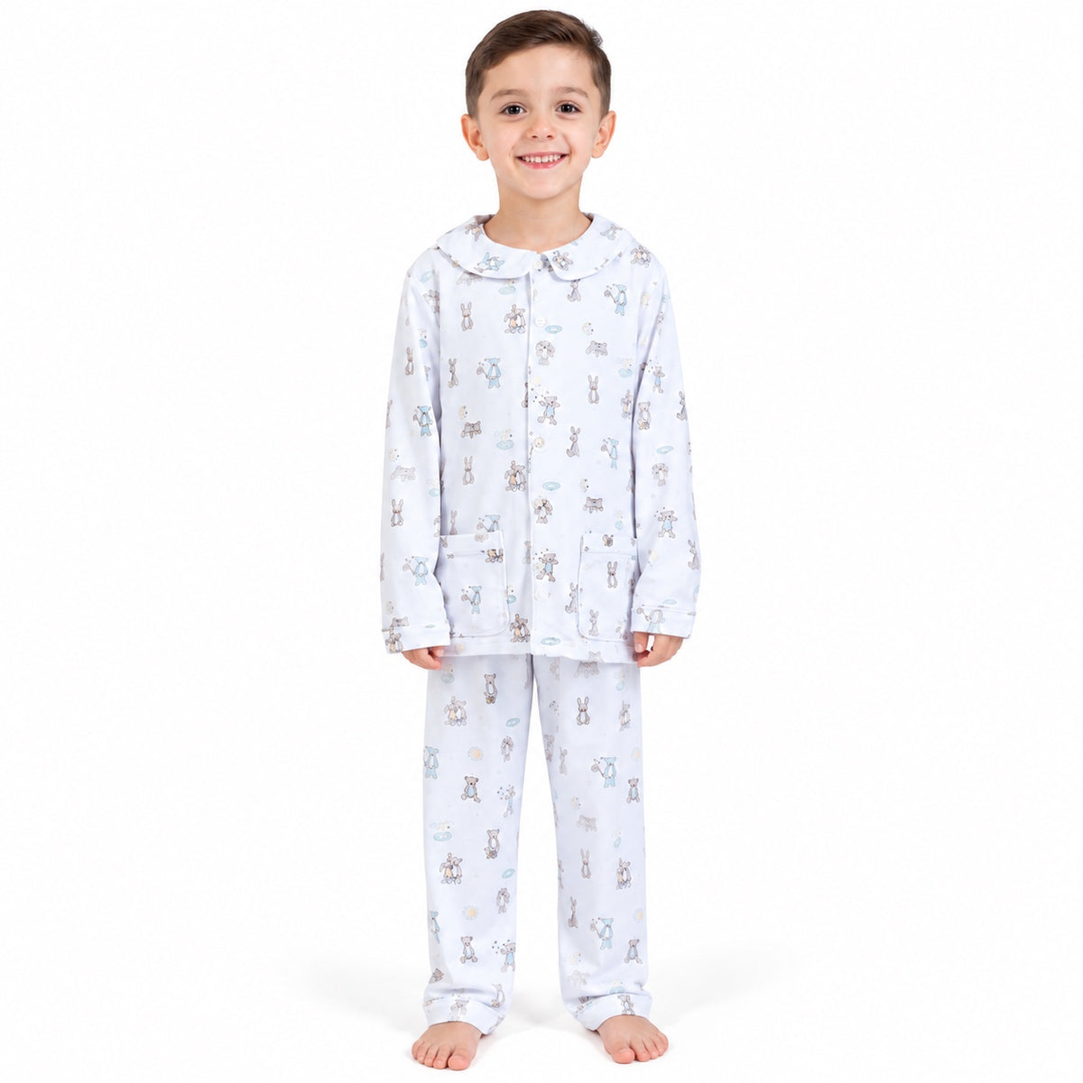 Boys' Bunny & Teddy Print Pajama No. 77